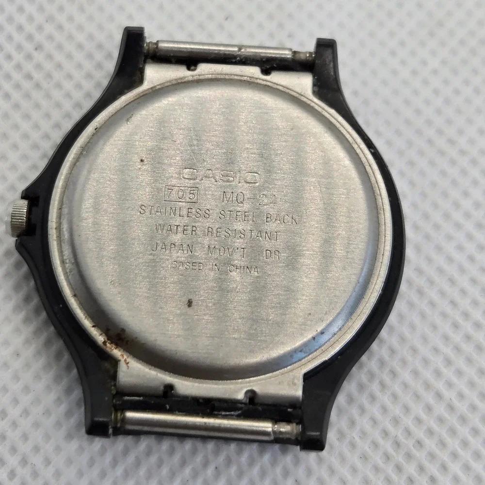 Casio MQ-24 Mens Watch Head Black Resin White Dial Quartz Vintage 705 No Band
